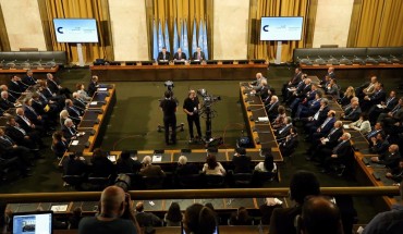  Syrian Constitutional Committe, made up of opposition, civil society and regime members gather in Geneva, Switzerland on October 30, 2019 with the UN's facilitation. 